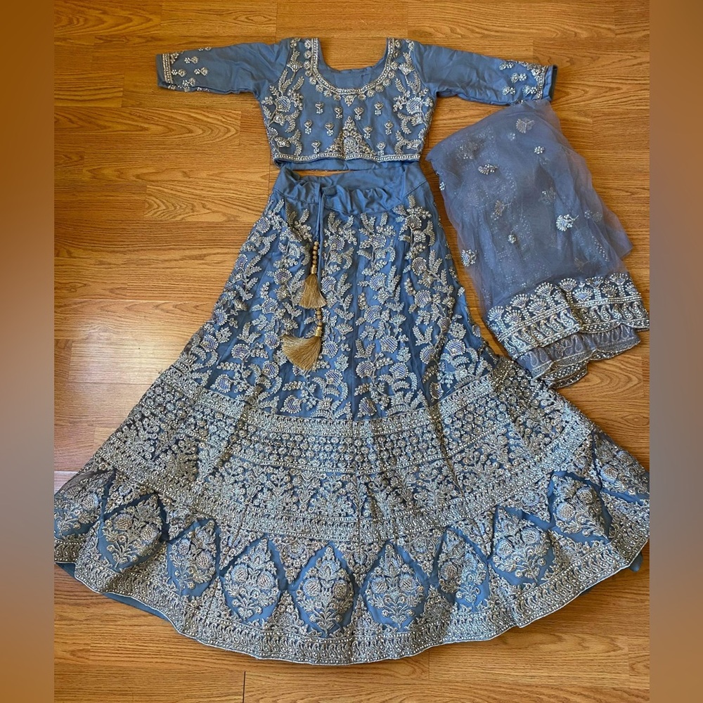 Blue lehenga for any event.